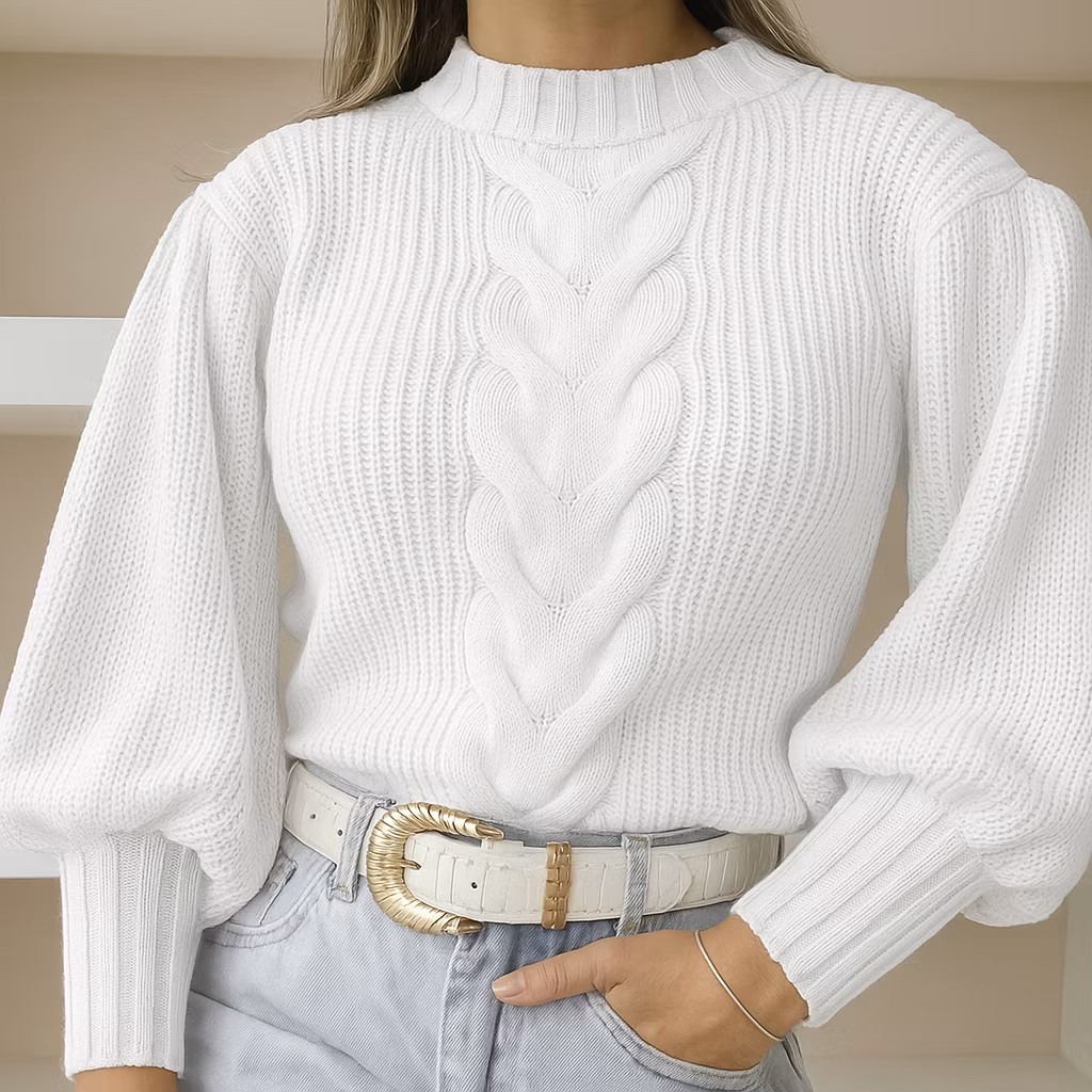 Blusa tricôt feminina manga bufante